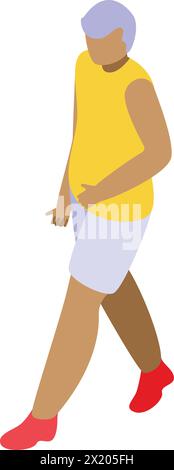 Grandpa outdoor running icon isometric vector. Pensioner workout. Older athlete Stock Vector