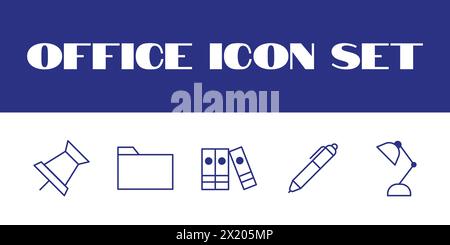 Line Office Icons Set Vector Office Business Illustration Icons set Stock Vector