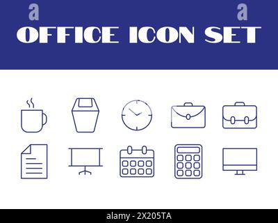 Line Office Icons Set Vector Office Business Illustration Icons set Stock Vector