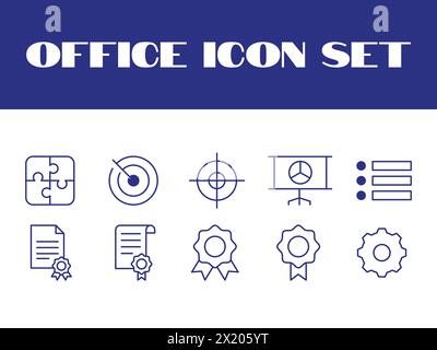 Line Office Icons Set Vector Office Business Illustration Icons set Stock Vector