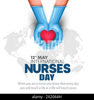 happy international nurse day. super hero nurse hand. abstract vector illustration poster design Stock Vector