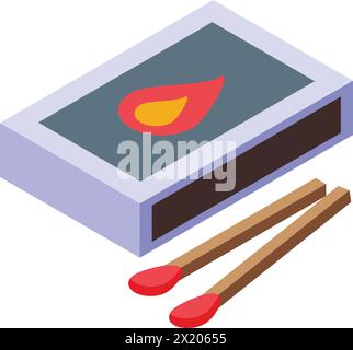 Matches box icon isometric vector. Wooden material. Modern design Stock Vector