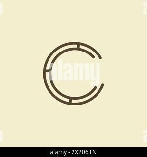 Letter C Maze Line Logo Design Template. Stock vector illustration isolated on light background. Stock Vector
