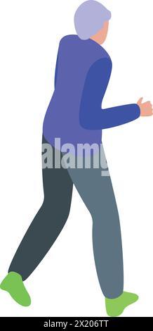 Old man running icon isometric vector. Training active. Outdoor sporting Stock Vector