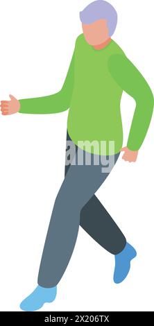 Male senior outdoor running icon isometric vector. Active sport. Training workout Stock Vector