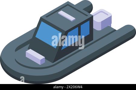 Arctic exploration rubber boat icon isometric vector. North research. Cold science Stock Vector