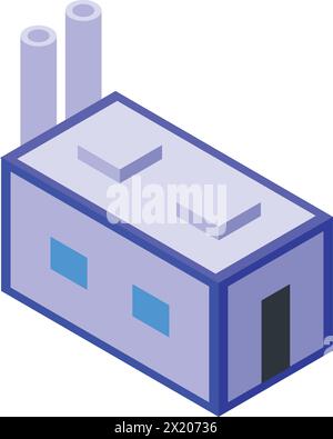 Small factory gas production icon isometric vector. Power storage. Station plant Stock Vector