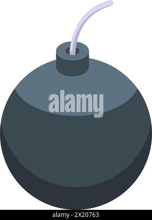 Bomb petard icon isometric vector. Round ball. Black color design Stock Vector