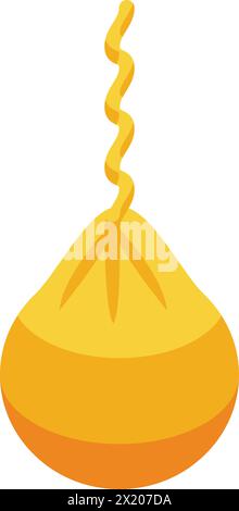 Small golden petard icon isometric vector. Wired ignition. Festive burst Stock Vector