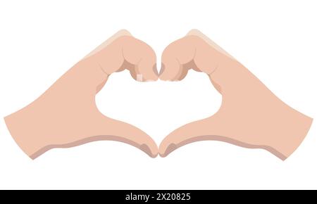 Two Hands in the shape of a heart in a cartoon style isolated on a white background Stock Vector