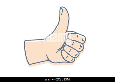 Vector background with icon of like hand. Vector illustration of like on isolated background. Sticker of thumb up. Stock Vector