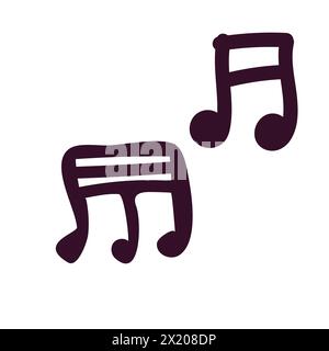 Hand drawn music symbol key or notes isolated. Vector illustration for banner, cards, posters. Stock Vector