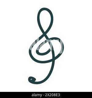 Hand drawn music symbol key or notes isolated. Vector illustration for banner, cards, posters. Stock Vector
