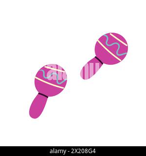 Cute mexican maracas music instrument. Vector illustration for carnaval, festival banner, greeting card, poster. Stock Vector