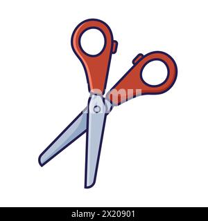 Scissors icon. Isolated vector illustration of office stationery, equipment, tool in flat cartoon style. Stock Vector