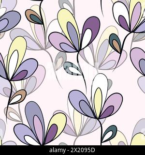 Seamless floral pattern based on traditional folk art ornaments. Colorful flowers on light background. Scandinavian style. Sweden nordic style. Vector Stock Vector