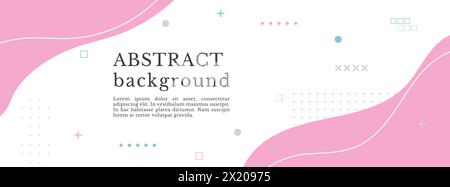 Abstract wide format banner with text. Pattern from geometric shapes in 80s-90s style with headline. Different figures isolated on a white background. Stock Vector
