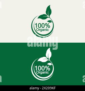 100 percent organic vector logo design. Can use for label, badge, print, flyer, banner, web, element infographic-vector Stock Vector