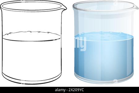 Vector illustration of a full glass beaker Stock Vector