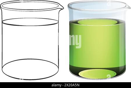 Glass beakers with colored liquid illustration Stock Vector Image & Art ...