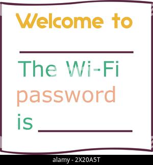 Welcome Wi-Fi password whiteboard desk or table sign. Vector illustration Stock Vector