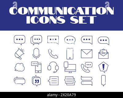 Line Communication Message Icons Set Vector Msg texting Vector Icons Set Stock Vector