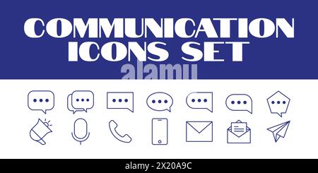 Line Communication Message Icons Set Vector Msg texting Vector Icons Set Stock Vector