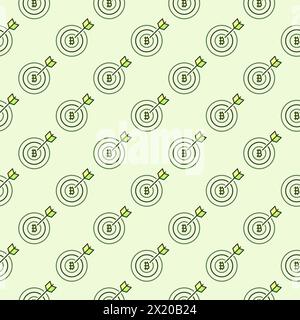 Arrow on Bitcoin Target vector Cryptocurrency concept colored seamless pattern Stock Vector