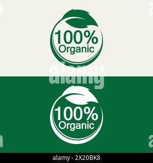 100 percent organic vector logo design. Can use for label, badge, print, flyer, banner, web, element infographic-vector Stock Vector