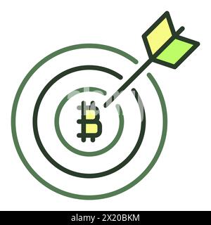Arrow on Bitcoin Target vector Cryptocurrency concept colored icon or logo element Stock Vector
