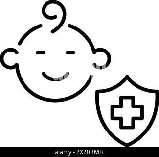 Pediatric medicine. Infant and shield with cross. Specialized ...