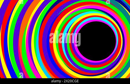 curved circle of various colors. fragments of colorful lines that form a circle with a black hole in it Stock Vector