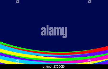 colorful vibrant stripes extend horizontally on blue background Stock Vector