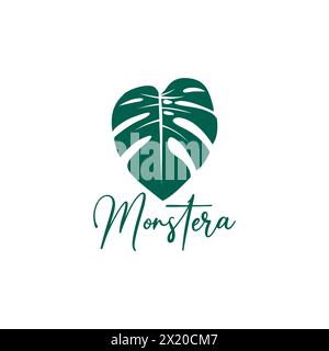 Monstera Leaf Vector, Monstera Logo Simple Stock Vector
