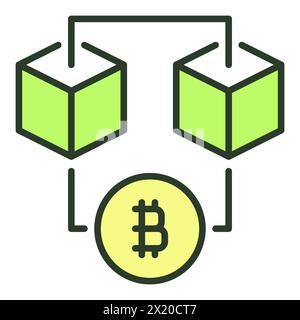 Bitcoin Blockchain Technology Crypto vector concept colored icon or symbol Stock Vector