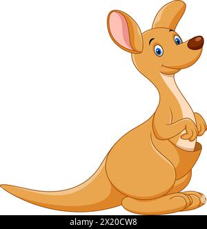 Vector illustration of Cute kangaroo cartoon isolated on white background Stock Vector