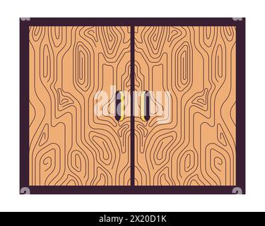 Minimalist cabinet with two closed doors 2D linear cartoon object Stock Vector
