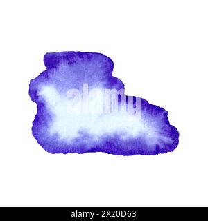 Watercolor frame background made of purple paint and empty space for insertion, watercolor and white paper texture. Sticker, message, icon, social com Stock Vector