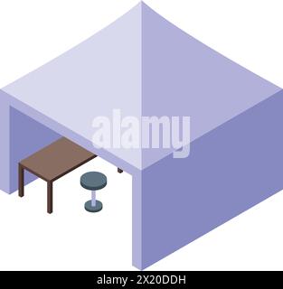 Outdoor event white tent icon isometric vector. Outdoor furniture. Ready for meeting Stock Vector