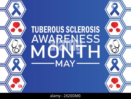 Tuberous Sclerosis awareness Month wallpaper with shapes and typography, banner, card, poster, template. Tuberous Sclerosis awareness Month Stock Vector