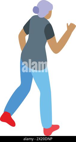 Elderly woman running icon isometric vector. Outdoor training. Active exercise Stock Vector