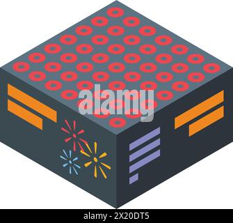 New petard box icon isometric vector. Sparkle explosion. Danger element Stock Vector