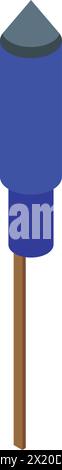 Rocket petard icon isometric vector. Explosive on wooden stick. Sparkle celebration Stock Vector