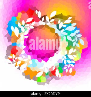 Colored frame with leaves. hand drawing. Not AI, Vector illustration Stock Vector
