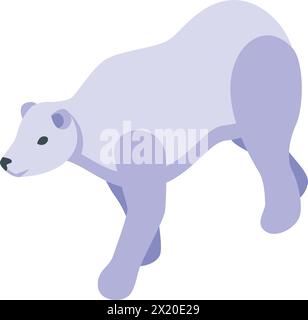 White polar bear icon isometric vector. Ice pole animal. Cute character Stock Vector