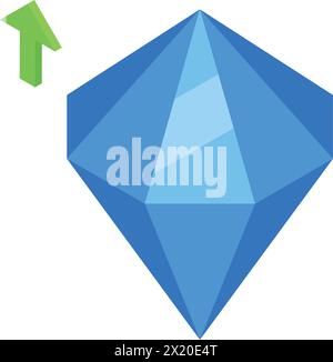 Diamond blue color icon isometric vector. Finance actives. Gem stone Stock Vector