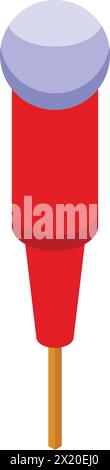Red rocket petard icon isometric vector. Celebration event. Fireworks rocket Stock Vector