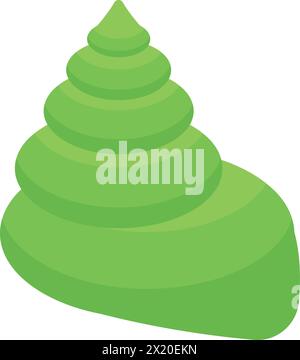 Green sea shell icon isometric vector. Underwater conch. Colorful element Stock Vector
