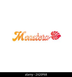 Beautiful Typography Monstera Logo. Leaf Icon Stock Vector