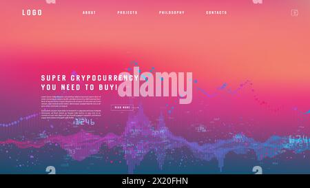 Landing page abstract design with big data. Template for website or app. Stock Vector